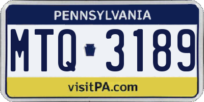 PA license plate MTQ3189