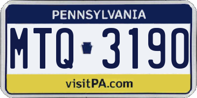 PA license plate MTQ3190