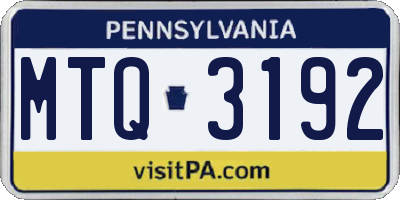 PA license plate MTQ3192