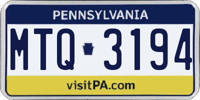 PA license plate MTQ3194