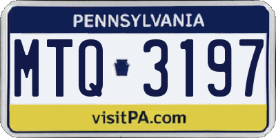 PA license plate MTQ3197
