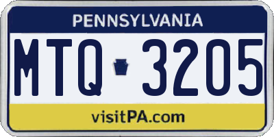 PA license plate MTQ3205