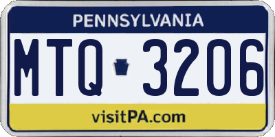 PA license plate MTQ3206