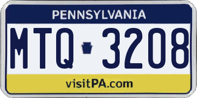 PA license plate MTQ3208