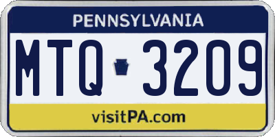PA license plate MTQ3209
