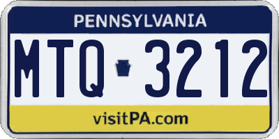PA license plate MTQ3212