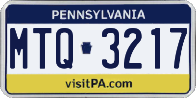 PA license plate MTQ3217