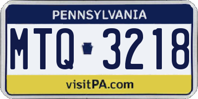 PA license plate MTQ3218