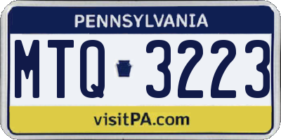 PA license plate MTQ3223