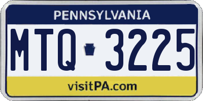 PA license plate MTQ3225