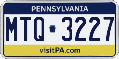 PA license plate MTQ3227