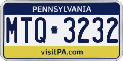 PA license plate MTQ3232