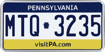 PA license plate MTQ3235