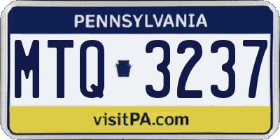 PA license plate MTQ3237