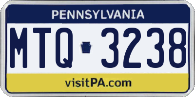 PA license plate MTQ3238