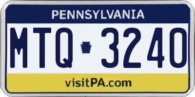 PA license plate MTQ3240