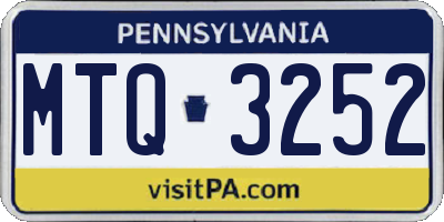 PA license plate MTQ3252