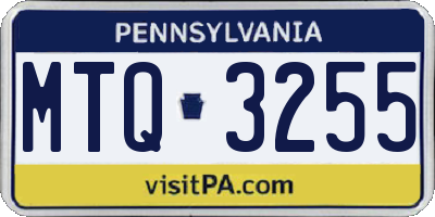 PA license plate MTQ3255