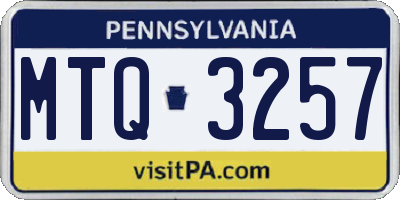 PA license plate MTQ3257