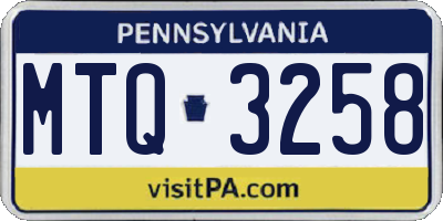 PA license plate MTQ3258