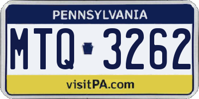 PA license plate MTQ3262