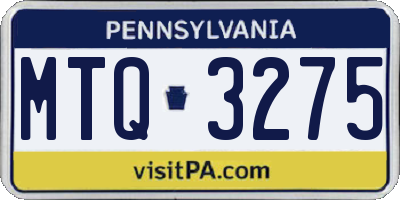 PA license plate MTQ3275