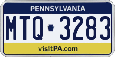 PA license plate MTQ3283