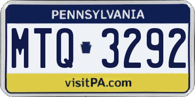 PA license plate MTQ3292