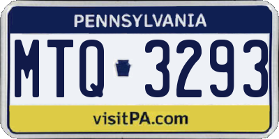 PA license plate MTQ3293