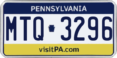 PA license plate MTQ3296