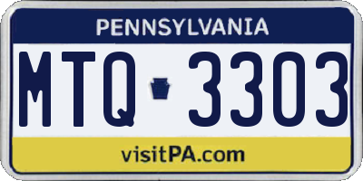 PA license plate MTQ3303