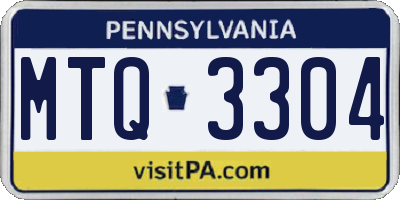PA license plate MTQ3304