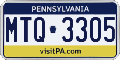 PA license plate MTQ3305