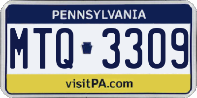 PA license plate MTQ3309