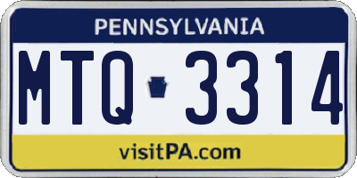 PA license plate MTQ3314