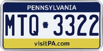 PA license plate MTQ3322