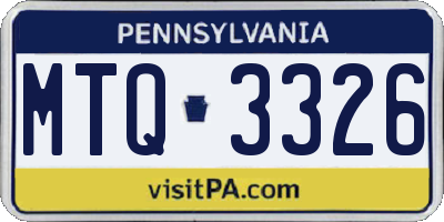PA license plate MTQ3326