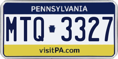 PA license plate MTQ3327