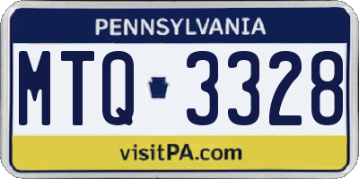 PA license plate MTQ3328