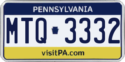 PA license plate MTQ3332