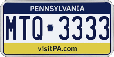 PA license plate MTQ3333