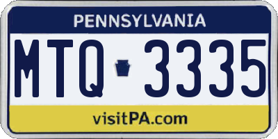 PA license plate MTQ3335