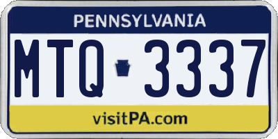 PA license plate MTQ3337
