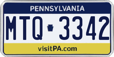 PA license plate MTQ3342