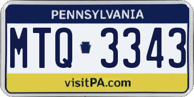 PA license plate MTQ3343
