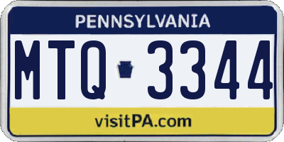 PA license plate MTQ3344