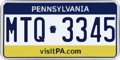 PA license plate MTQ3345