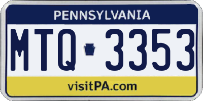 PA license plate MTQ3353