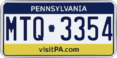 PA license plate MTQ3354