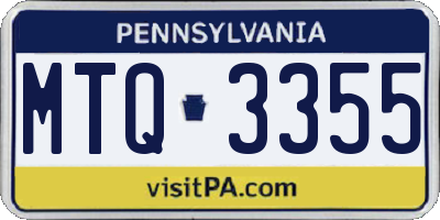 PA license plate MTQ3355